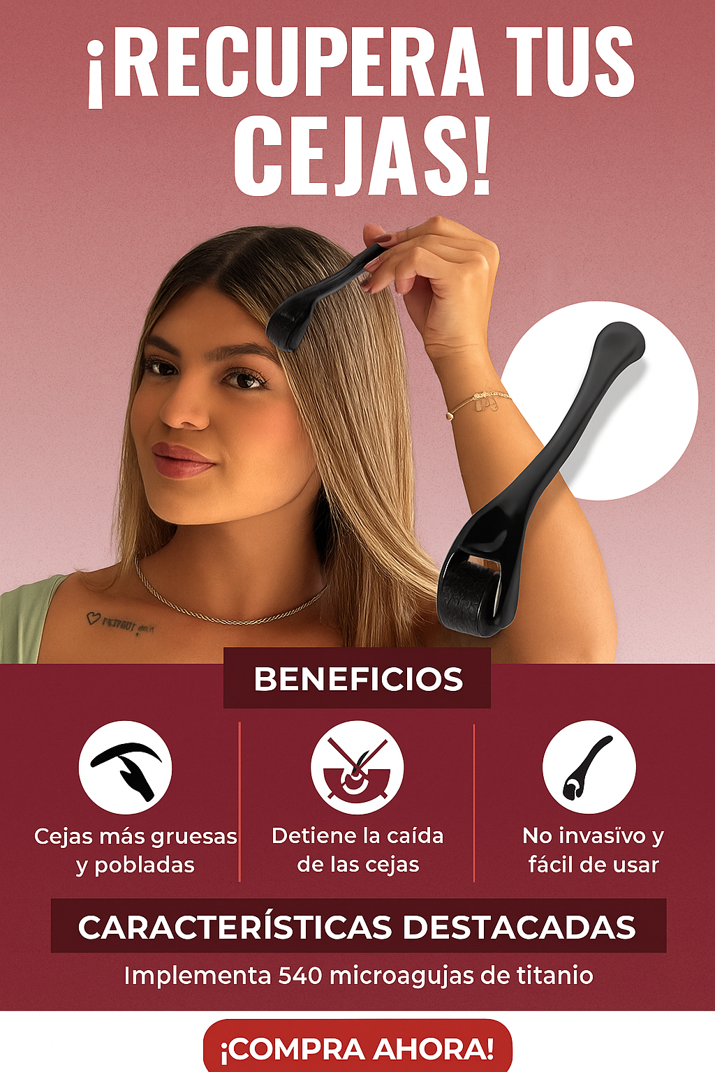 Minoxidil + Dermarroller para Cejas – Detén la Caída y Recupera la Forma de tus Cejas desde la Raíz